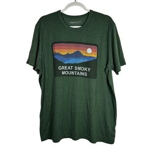 League Active Great Smoky Mountains Graphic T-Shirt Mens Large Green Heather L
